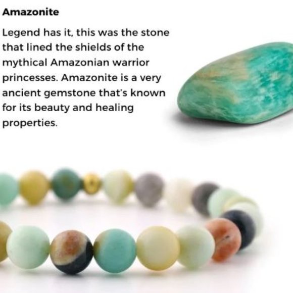 10mm Amazonite Frosted Matte Jasper Stretch Bracelet - Picture 4 of 9